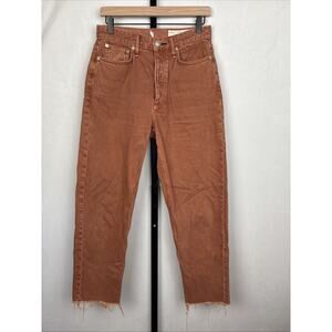 Rag & Bone Alissa High Rise Barrel Leg Jeans Size 27 Cropped Raw Hem Honey Brown